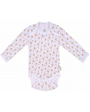 Body cu mânecă lungă Bio Baby - Bumbac organic, 80 cm, 12 luni, cu imprimeu bej -1