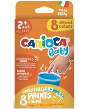 Vopsele pentru pictura cu degetele Carioca Baby - 8 culori, 50ml  -1