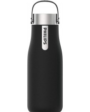 Sticla de apa Philips - GoZero, 0.59l, filtru UV, neagra