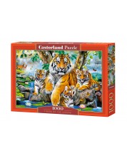 Puzzle Castorland de 1000 piese - Tigrii langa cascada