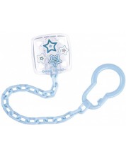 Clemă pentru suzetă cu lanț Canpol - Newborn Baby, albastră -1