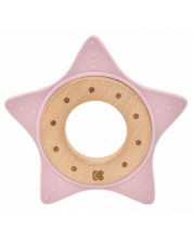 Inel gingival din lemn si silicon Kikka Boo - Star, Pink -1