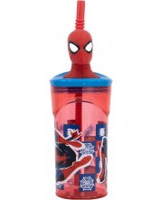 Pahar cu pai și 3D figurină Stor Spider-Man - Arachnid Grid, 360 ml  -1