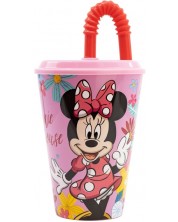 Pahar cu pai Stor Minnie Mouse - Spring Look, 430 ml -1