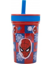 Pahar cu pai Stor Spider-Man - Arachnid Grid, 465 ml -1