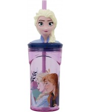 Pahar cu pai și 3D figurină Stor Frozen - Trust the Journey, 360 ml  -1