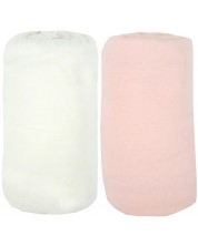 Cearșafuri pentru copii Babycalin - 2 bucăți, 60 x 120 cm, alb/roz  -1