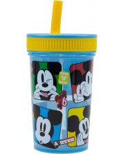 Pahar cu pai Stor Mickey Mouse - Fun-Tastic, 465 ml -1