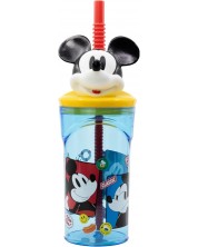 Pahar cu pai și 3D figurină Stor Mickey Mouse - Fun-Tastic, 360 ml  -1