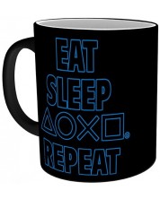 Cana cu efect termo ABYstyle Games: PlayStation - Eat Sleep Repeat -1