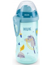 Canita cu pai Nuk - Flexi Cup, albastru, 12l+, 300 ml -1