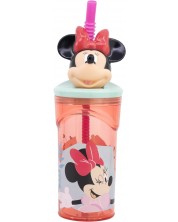 Pahar cu pai și 3D figurină Stor Minnie Mouse - Being More Minnie, 360 ml  -1