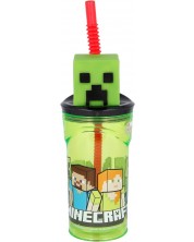 Pahar cu pai și 3D figurină Stor Minecraft - 360 ml  -1