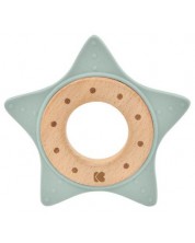 Inel gingival din lemn si silicon Kikka Boo - Star, Mint -1