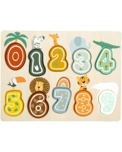 Puzzle din lemn cu numere Small Foot - Safari, 10 părți