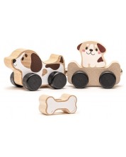 Jucarie din lemn pe roti Cubika - Clever puppies -1
