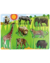 Puzzle din lemn Acool Toy - Animale sălbatice, 9 piese