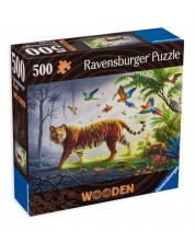 Puzzle din lemn Ravensburger cu 500 de piese - Tigrul în junglă
