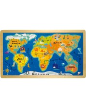 Puzzle din lemn picior mic - harta lumii, 24 de piese
