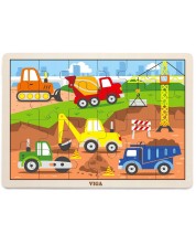 Puzzle din lemn  Viga - Vehicule de constructii, 24 piese -1