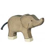 Figurină din lemn Goki - Elefant cu trunchiul ridicat, mic -1