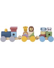 Tren sortator din lemn Tooky Toy - Animale -1