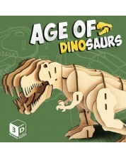 Puzzle 3D din lemn Raya Toys - Era Dinozaurilor: Tyrannosaurus Rex, 50 piese - imagine 1