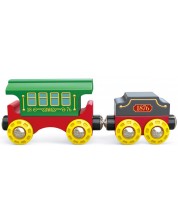 Tren de lemn cu efecte Hape - Retro Steam Train, 4 piese