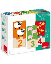 Goula Puzzle din lemn - Numere și animale -1
