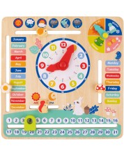 Calendar din lemn pentru copii, cu ceas Tooky Toy -1