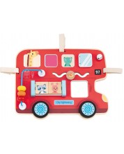 Jucărie din lemn Lelin - Tablă cu activități, Autobuz -1