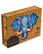 Puzzle din lemn Unidragon din 194 de piese - Elefant  (marimea M) -1