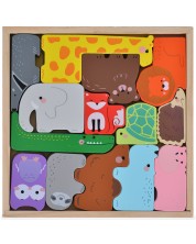 Puzzle din lemn cu animale Moni Toys