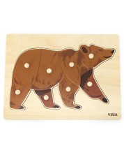 Puzzle Montessori din lemn Viga - Ursul  -1