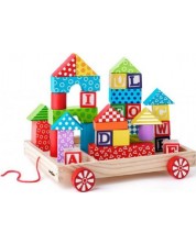 Set de constructie din lemn, cu carucior Woody -1