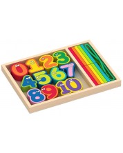 Set din lemn Acool Toy - Numere și bețe colorate