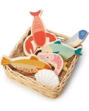 Tender Leaf Toys Wooden Play Set - Seafood in a Basket -1
