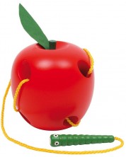 Jucărie din lemn Picior mic - măr și vierme, pentru înșirat