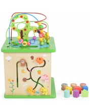 Cub de jucării din lemn Tooky Toy Cube - Centrul de joacă, Forest -1