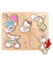 Puzzle din lemn  cu mânere Micki - Hello Kitty, 5 piese