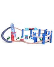 Acool Toy Wooden Spiral Train - 50 de elemente