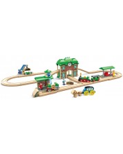 Set din lemn Hape - Retro Train & Station, 40 piese - imagine 1