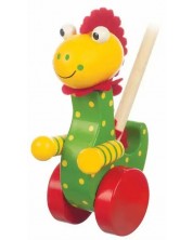Jucărie de împins din lemn Orange Tree Toys - Dinosaurs, Dinozaur Vesel -1
