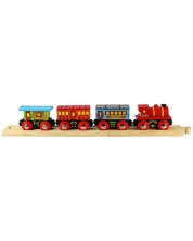 Jucărie din lemn Bigjigs Rail - Tren de pasageri cu șine