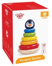 Joc de stivuit din lemn Tooky Toy - Pinguin -1