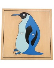 Puzzle din lemn cu animale Smart Baby - Pinguin, 4 piese -1