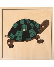 Puzzle din lemn cu animale Smart Baby - Turtle -1