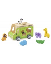 Jucărie din lemn pentru sortare Viga Toys – Camion Safari cu animale, 6 piese