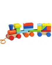 Tren din lemn din elemente geometrice Acool Toy