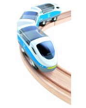Set din lemn Hape - Tren interurban, Bluetooth, albastru - imagine 1